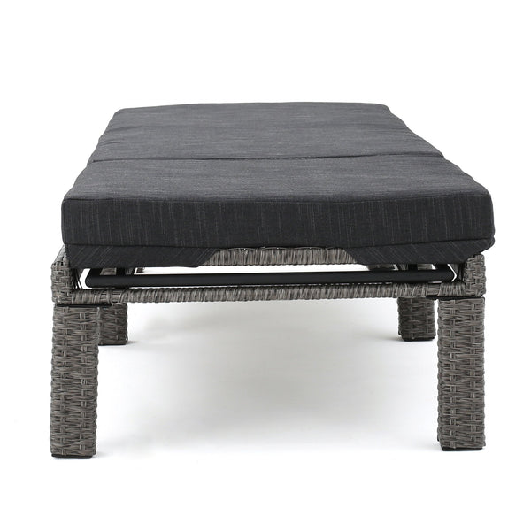 English Elm Puerta Outdoor Chaise Lounge Handwoven Rattan Iron Frame Poolside Patio Relaxation N775P247421K