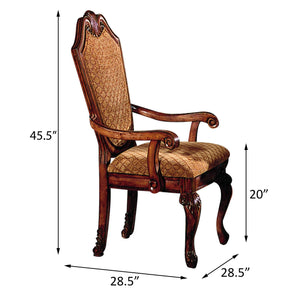 English Elm Beige Armless Upholstery Side Chair Set of 2 with Linen Padded Seat, Nailhead Trim & Dark Oak Legs Cherry B062P189082