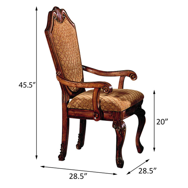English Elm Beige Armless Upholstery Side Chair Set of 2 with Linen Padded Seat, Nailhead Trim & Dark Oak Legs Cherry B062P189082