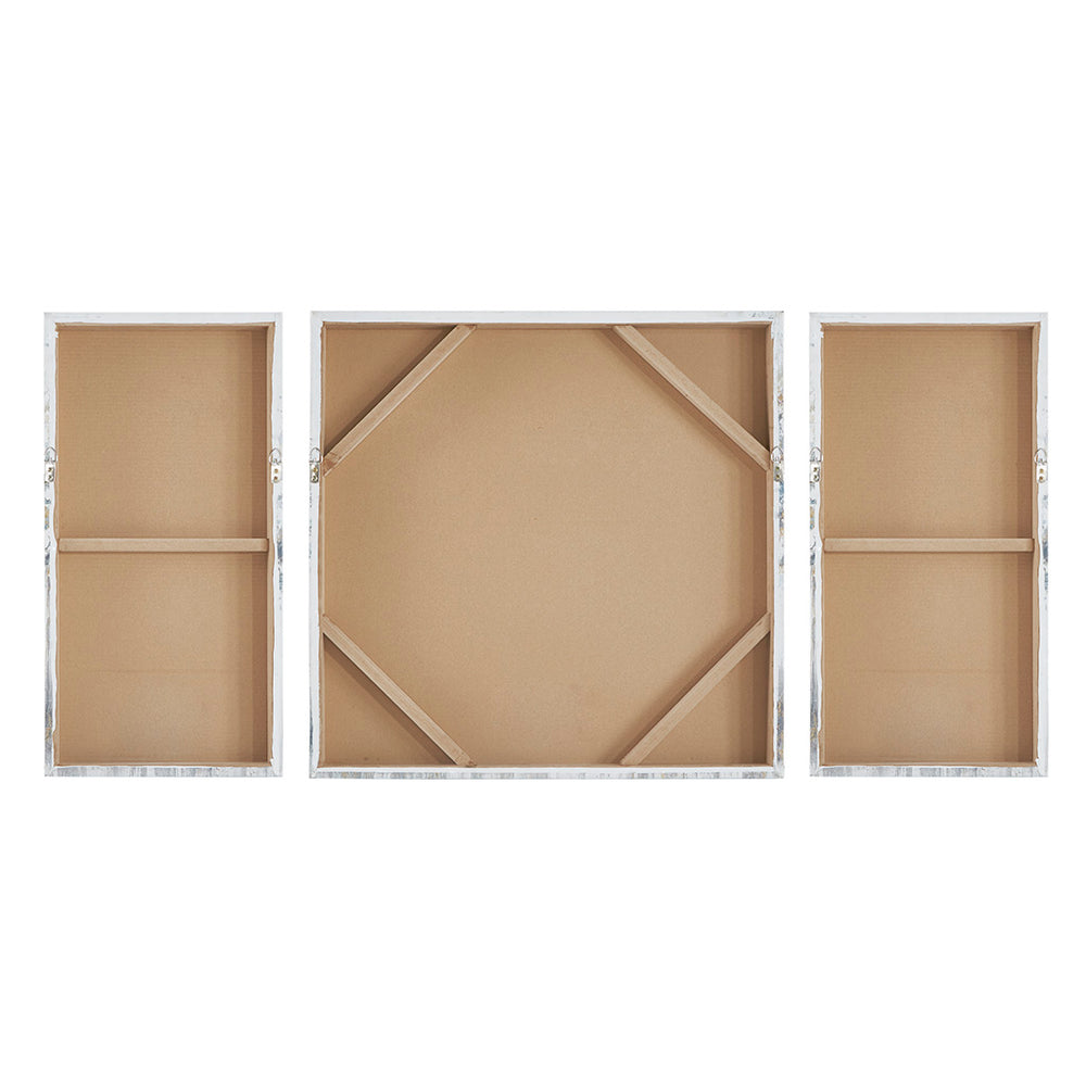 JLA Home Madison Park - Gold Foil Abstract Triptych Canvas Set — Blue Grey Watercolor Forest with Metallic Accents, Gallery-Worthy Decor MP95C-0226