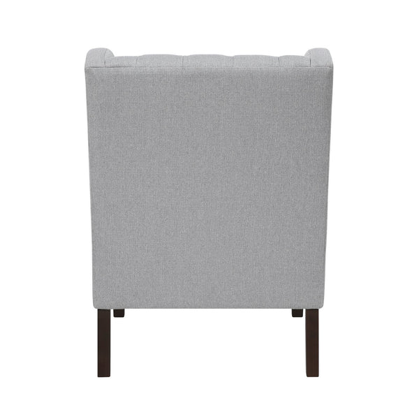 English Elm 1Pc Accent Chair - Elegant Button-Tufted Gray Fabric Upholstery With Plush Foam Cushion For Comfort B011P287709