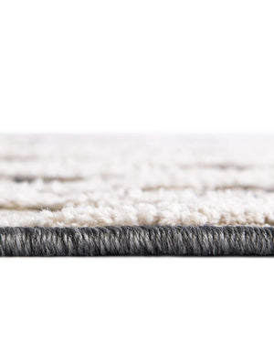 Unique Loom Arlo Cy Machine Made Tribal Rug Gray, Ivory 2' 7" x 12' 2"