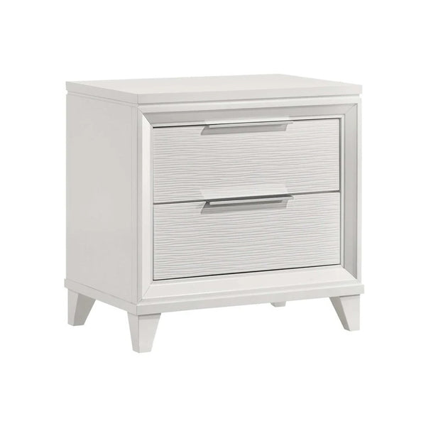 English Elm Ressy 2 Drawer Nightstand White Lacquer Tapered Legs Contemporary Bedroom Storage B056P417051