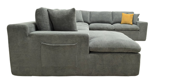 English Elm Coffee-bean Curved Upholstered Sectional with Self-expanding Setup for Large Living Rooms Light Gray B2748S00065
