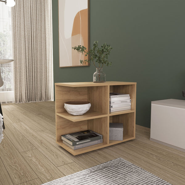 English Elm Royal Console Sideboard Cart - 2 Doors & Open Shelves, Multipurpose Oak Storage with Kronos Finish, Compact Elegance B200P362027