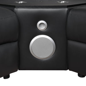 English Elm Nova Entertainment Sectional Sofa with Led Bar Fridge Console and Bluetooth Speaker Black B009S02164