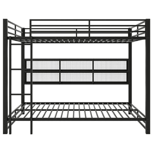 English Elm Metal Queen over Queen Bunk Bed with Storage Cabinets, LED Lighting, Sturdy Black Metal Frame, Space-Saving Design N7090000672B