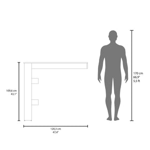 English Elm Drysdale Modern Bar Table with 3 Open Side Shelves, Space-Saving White Counter for Kitchen & Dining B128P375303