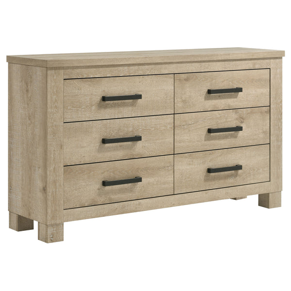 English Elm Sansome Six Drawer Weathered Oak Dresser with Bronze Pulls for Modern Farmhouse Bedrooms B062P447951
