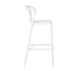 English Elm Outdoor Stackable Armless Barstools Set of 2 Uv Resistant Slat Back Patio Seating White N780P199452W