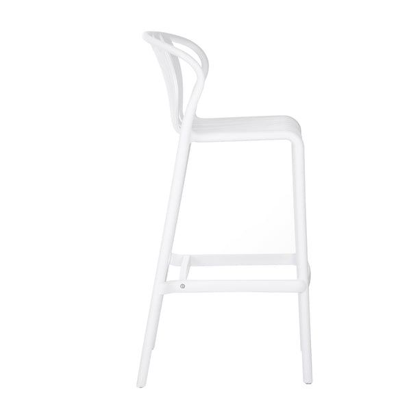 English Elm Outdoor Stackable Armless Barstools Set of 2 Uv Resistant Slat Back Patio Seating White N780P199452W