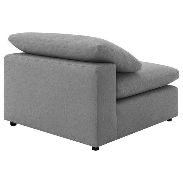 English Elm Segoura Plush Grey Boucle Armless Chair — Modern Boxy Upholstered Seat with Cushiony Pillows, 33"H B062P375521