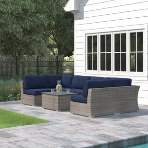 English Elm Ready-to-Use 4-Person Wicker Seating Group with Sunbrella® Fabric, Weather-Resistant Outdoor Patio Set B120S00093