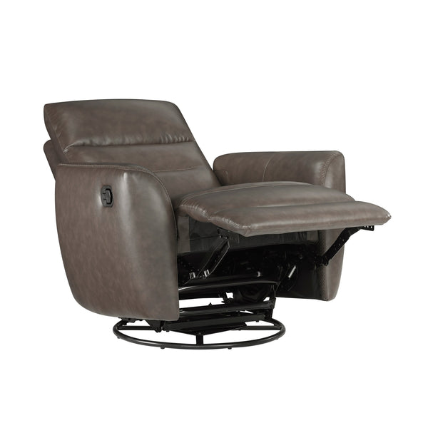 English Elm Luxurious swivel glider recliner chair with top-grain leather, plush foam over coils and sturdy frame Dark Brown 36 L x 30.5 W x 26 H B011P395599