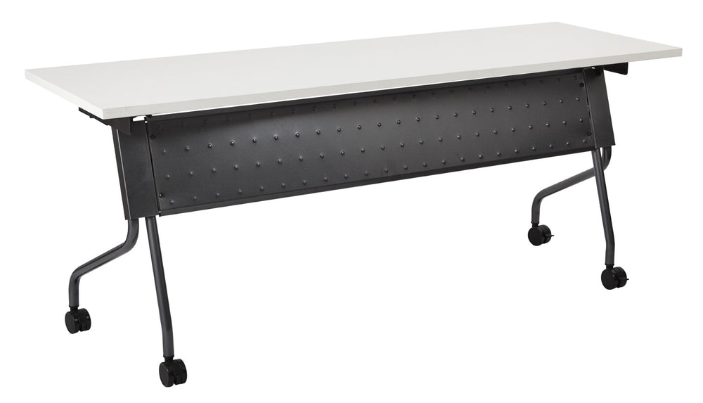 OSP Home Furnishings 6' Nesting Training Table Flip Top Laminate Surface with Locking Casters for Offices White 84226TW