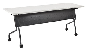 OSP Home Furnishings 6' Nesting Training Table Flip Top Laminate Surface with Locking Casters for Offices White 84226TW