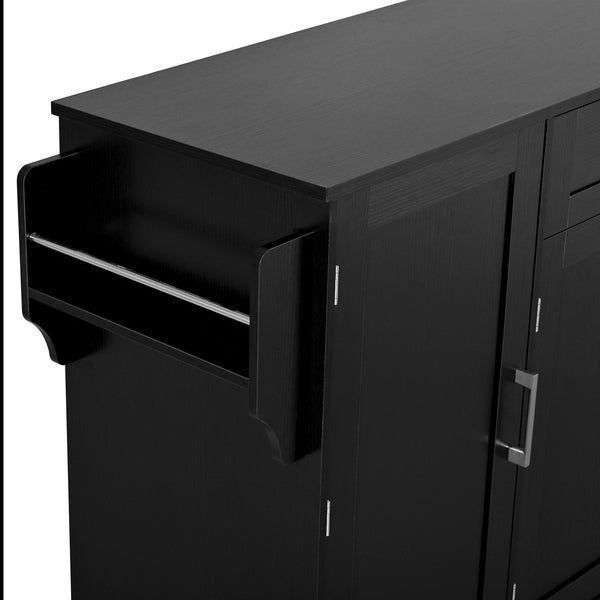 English Elm U_style Contemporary Buffet Cabinet Melamine Mdf Dining Room Storage with Adjustable Shelves Black N711P437643B