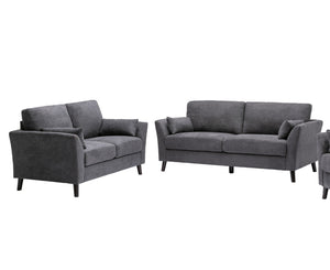 English Elm Damiano Gray Woven Fabric Sofa and Loveseat Set with Pocket Coil Support B2749S00154