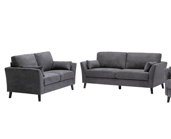 English Elm Damiano Gray Woven Fabric Sofa and Loveseat Set with Pocket Coil Support B2749S00154