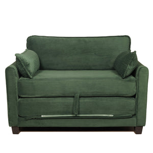 English Elm 2-in-1 Corduroy Loveseat Sleeper with Storage Converts for Living Room or Studio Dark Green W2715P409863