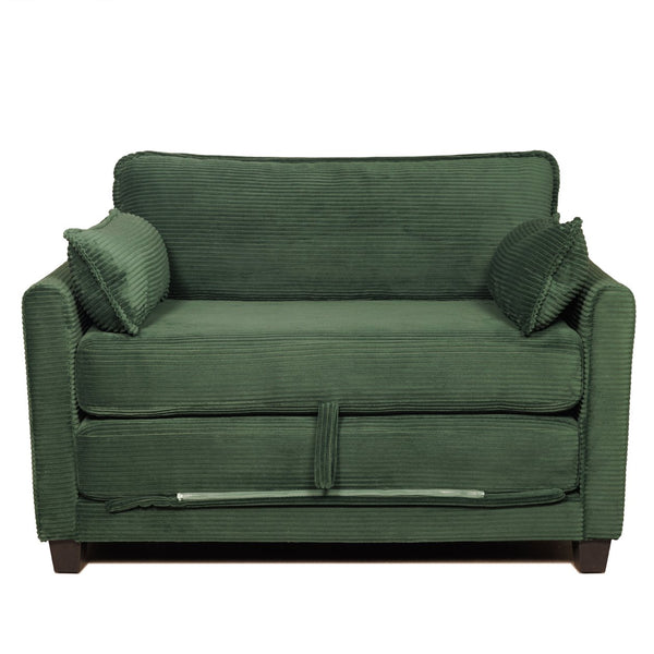 English Elm 2-in-1 Corduroy Loveseat Sleeper with Storage Converts for Living Room or Studio Dark Green W2715P409863