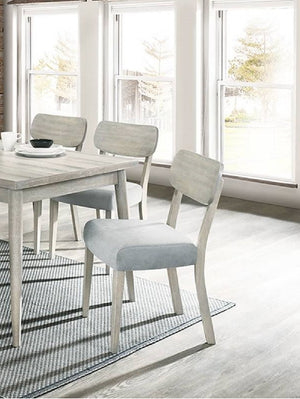 English Elm Natural Wood Grain Set of 2 Dining Chairs with Solid Rubberwood Frame, Fabric Cushions, Open Back Design B011P193979