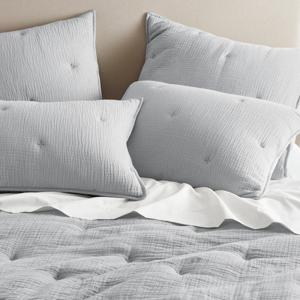 English Elm 3-piece King Cotton Muslin Quilt Set Crinkled Embroidered Coastal Farmhouse Bedding B035P408346