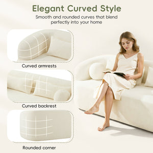 English Elm [new]86" Chenille Cloud Sofa Curved Legless 3-seater with Pocket Springs for Living Room Beige N723P404465A