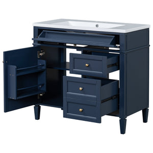 English Elm 36'' Modern Bathroom Vanity Set With Sink, Mirror & 6 Open Shelves - Stylish Storage Solution! N710S236006C