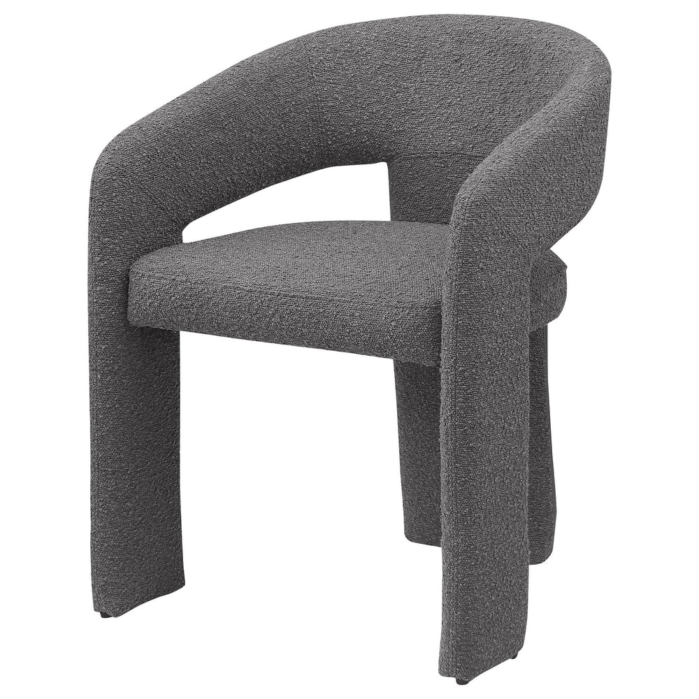 English Elm Cedral Grey Boucle Dining Arm Chair Set of 2 — Modern 3-Legged Upholstered Seats, Rounded Back Comfort, Stylish Contemporary Design B062P299826