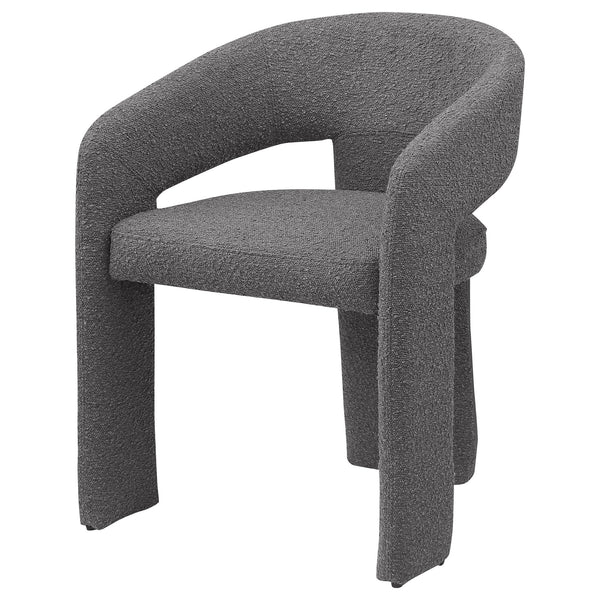 English Elm Cedral Grey Boucle Dining Arm Chair Set of 2 — Modern 3-Legged Upholstered Seats, Rounded Back Comfort, Stylish Contemporary Design B062P299826