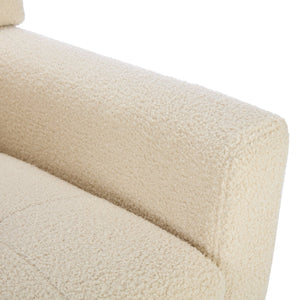 English Elm Modern Pu Leather Ergonomic Accent Chair with Padded Arms and Matte Black Legs White W676P172468