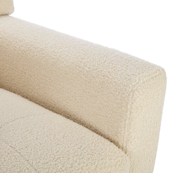 English Elm Modern Pu Leather Ergonomic Accent Chair with Padded Arms and Matte Black Legs White W676P172468