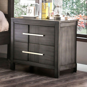 English Elm Beautiful Solid Wood Transitional Nightstand with Veneers, Contemporary Bedside Table, Sturdy 24" Height Gray 27 L x 19 W x 28 H B011P324379