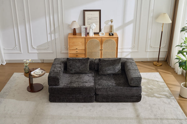 English Elm Compression Convertible Floor Sofa Bed - Flexible Modular Chenille Loveseat For Small Spaces, No Assembly! W3723P345650
