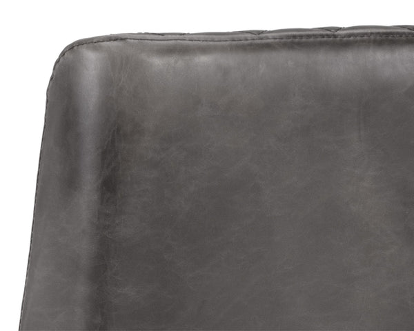 Sunpan LEIGHLAND DINING CHAIR - Timeless Tufted Elegance with Antique Brass Frame for Sophisticated Spaces Grey 104912V