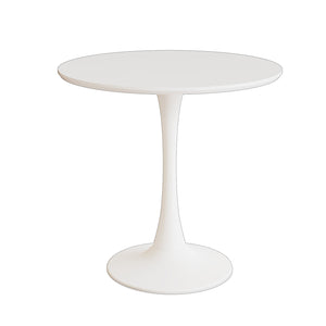 English Elm 31.5" White Tulip Dining Table – Mid-Century Round MDF Top with Pedestal Base, Seats 2-4 Comfortably W3732P356631