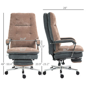 English Elm HOMCOM Big and Tall Office Chair 400 lb Capacity | High-Back Recliner w/ Footrest, Velvet Padded Comfort, Swivel Wheels W2225P200775