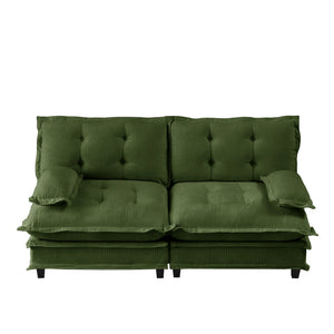 English Elm 77 Inch Cloud Loveseat Modular Chenille Sofa with Lattice Cushions for Any Room Green W714S01717