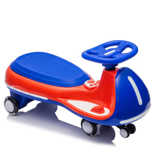 English Elm 12v Kids Ride on Wiggle Car with Dual Motors Led Wheels Bluetooth and Triangular Frame Blue,Red W1578P390176