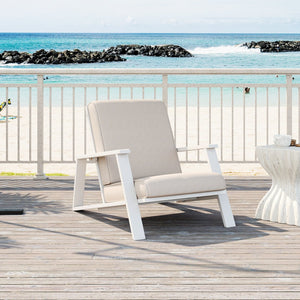 English Elm Christopher Knight Home® - Patio Lounge Chair: Weather-Resistant Beige Cushion & Durable White Acacia Wood For Ultimate Comfort N779P291591W