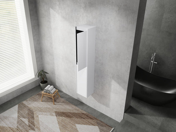 English Elm 12" Bathroom Side Cabinet - Sleek Wall-Mounted Design With Soft-Close Doors For Organized Storage W999S00278
