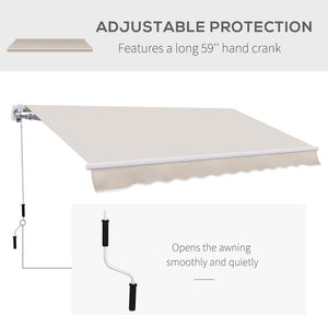 English Elm Outsunny 8' X 7' Manual Retractable Patio Awning - Weather-Resistant Sun Shade For Doors & Windows W2225P174214-GIGA