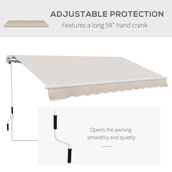 English Elm Outsunny 8' X 7' Manual Retractable Patio Awning - Weather-Resistant Sun Shade For Doors & Windows W2225P174214-GIGA