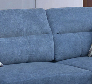 English Elm Domenico Tufted Polyester Sectional Sofa with Chaise Storage Ottoman and Accent Pillows Blue B2749S00203
