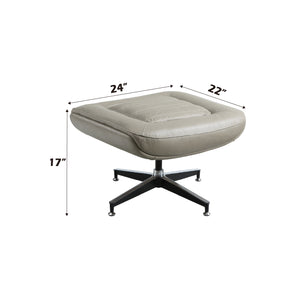 English Elm Piran Twilight top grain leather swivel chair with armless curved back for modern ergonomic comfort Gray 27.6 L x 25.2 W x 19.7 H B2726P242453