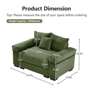 English Elm 54.3" Oversized Modular Sectional Couch - Plush Corduroy, Ergonomic Design, Deep Seating, Easy Setup W714S01318