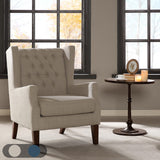 Madison Park Maxwell Transitional Button Tufted Wing Chair FPF18-0435 Linen