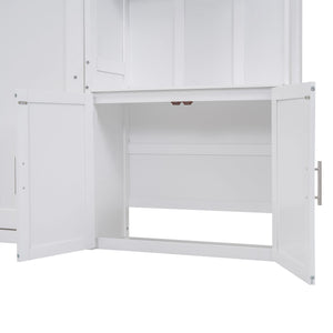 English Elm Full Full Size Murphy Bed with Hidden Cabinet, Multiple Shelves, Space-Saving White Design, 600lb Capacity GX000383AAK