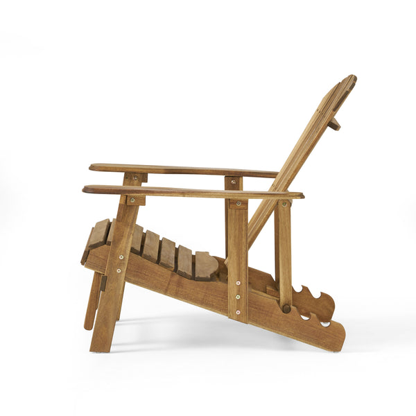 English Elm Malibu Acacia Wood Reclining Adirondack Chair with Built-in Footrest for Outdoor Lounging 57345.00NTLS